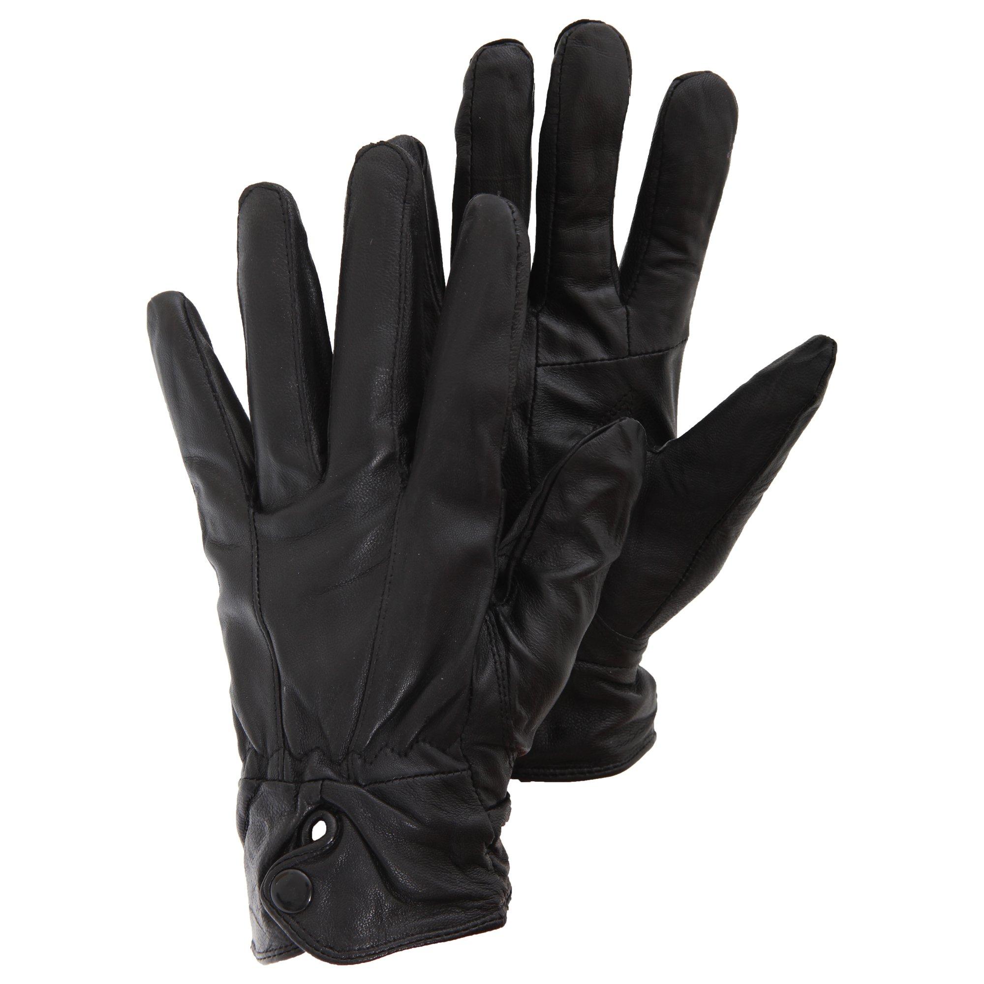 Image of Plain-echte Leder-handschuhe Damen Schwarz M/L