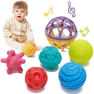 Activity-board  Baby Spielzeug 0 Monate - Baby Ball 6 PCS Baby Sensorisches Spielzeug und 1 PC Rassel Bälle, Baby 