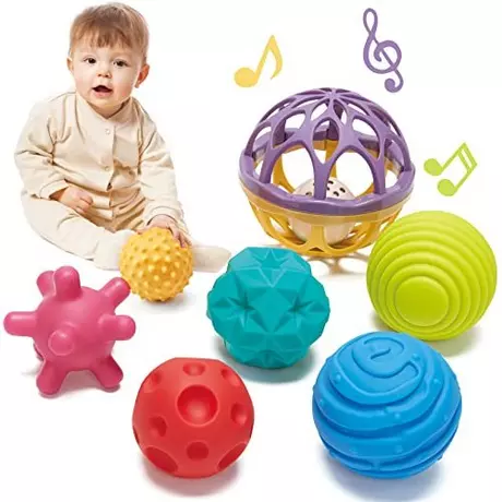 Activity-board Jouet pour bébé 0 mois – Balle pour bébé, 6 pièces, jouet  sensoriel pour bébé et 1 boule à hochet, jouet balle sensorielle pour bébé