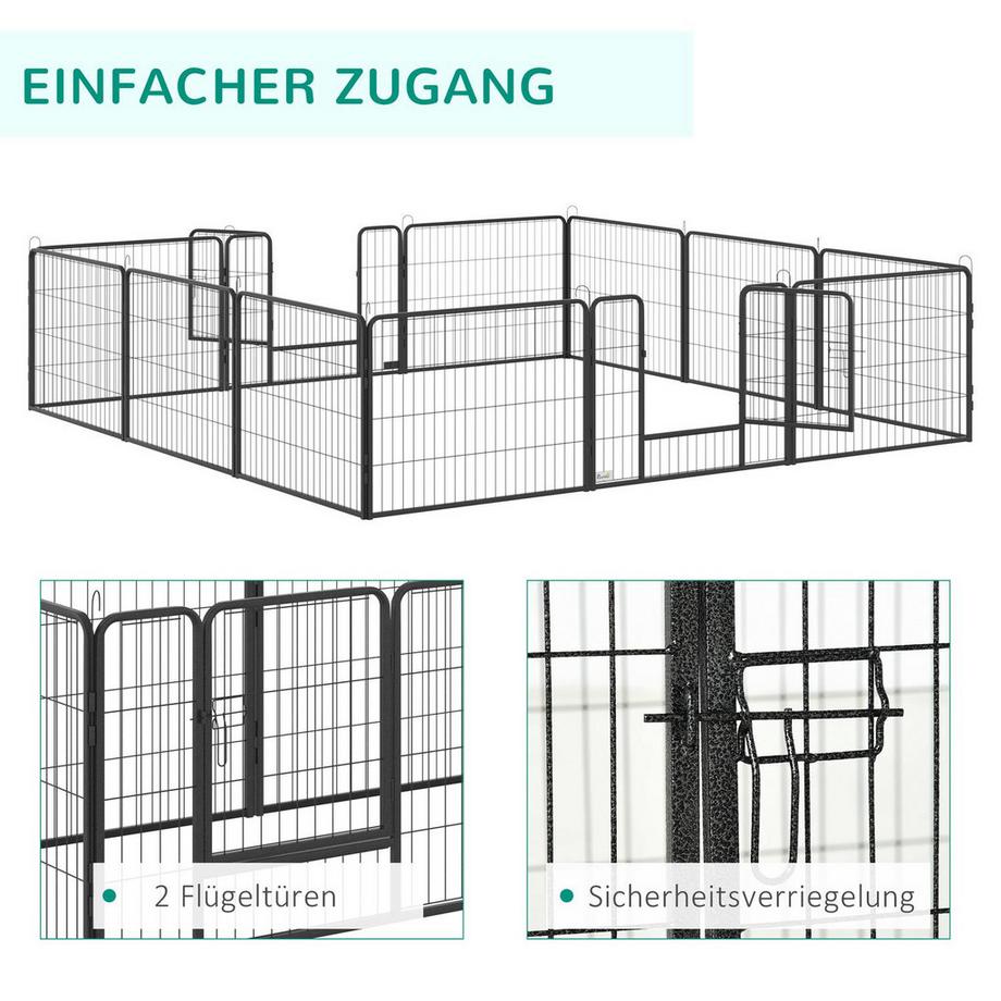 Northio  Enclos Extérieur Pour Chiots De 60 Cm De Haut Avec Porte, Parc Pour Chiots, Parc Pour Chien Avec 12 Panneaux, Enclos Extérieur Pour Chiens, Acier, Noir 