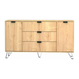 Vente-unique  Credenza con 2 ante e 3 cassetti Naturale e Nero  - MENODA 