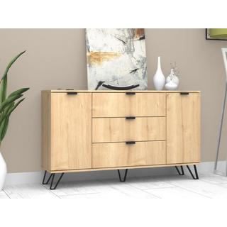 Vente-unique  Credenza con 2 ante e 3 cassetti Naturale e Nero  - MENODA 