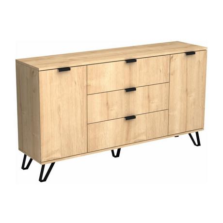 Vente-unique  Credenza con 2 ante e 3 cassetti Naturale e Nero  - MENODA 