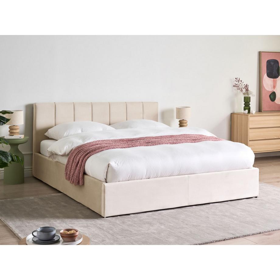 Beliani Lit ottoman en Velours  DREUX  