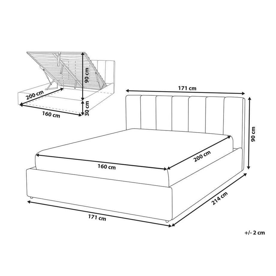 Beliani Lit ottoman en Velours  DREUX  