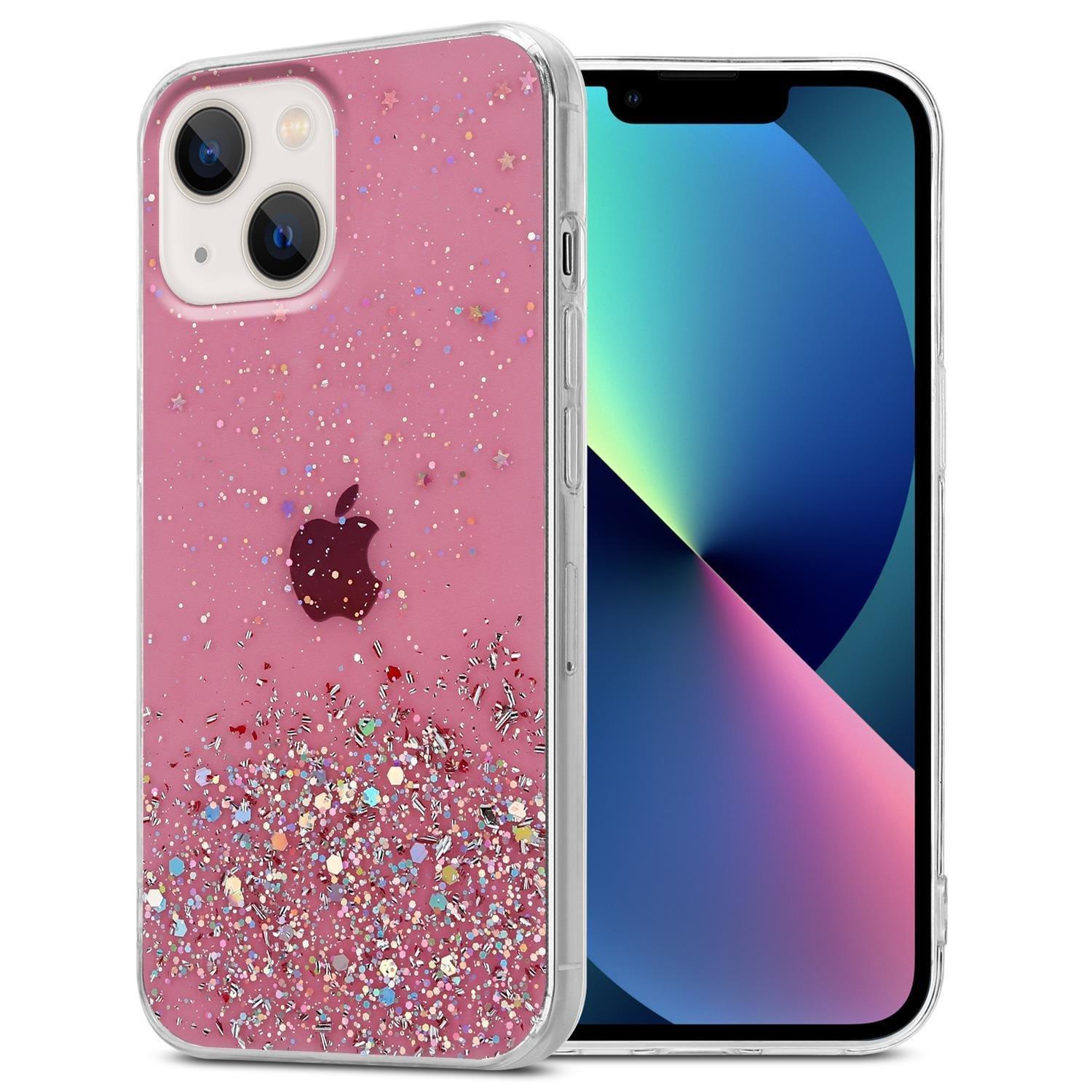 Cadorabo  Housse compatible avec Apple iPhone 13 - Coque de protection en silicone TPU flexible avec paillettes scintillantes 