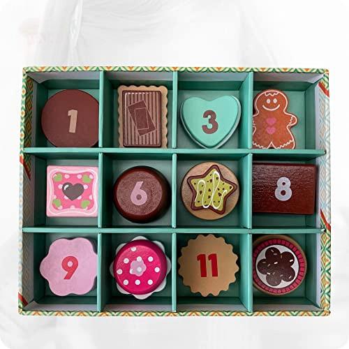 Activity-board  Tea Party Cookies Holz | Kinder spielen Set Rollenspiel Lebensmittel mit Karton Aufbewahrungsbox | 