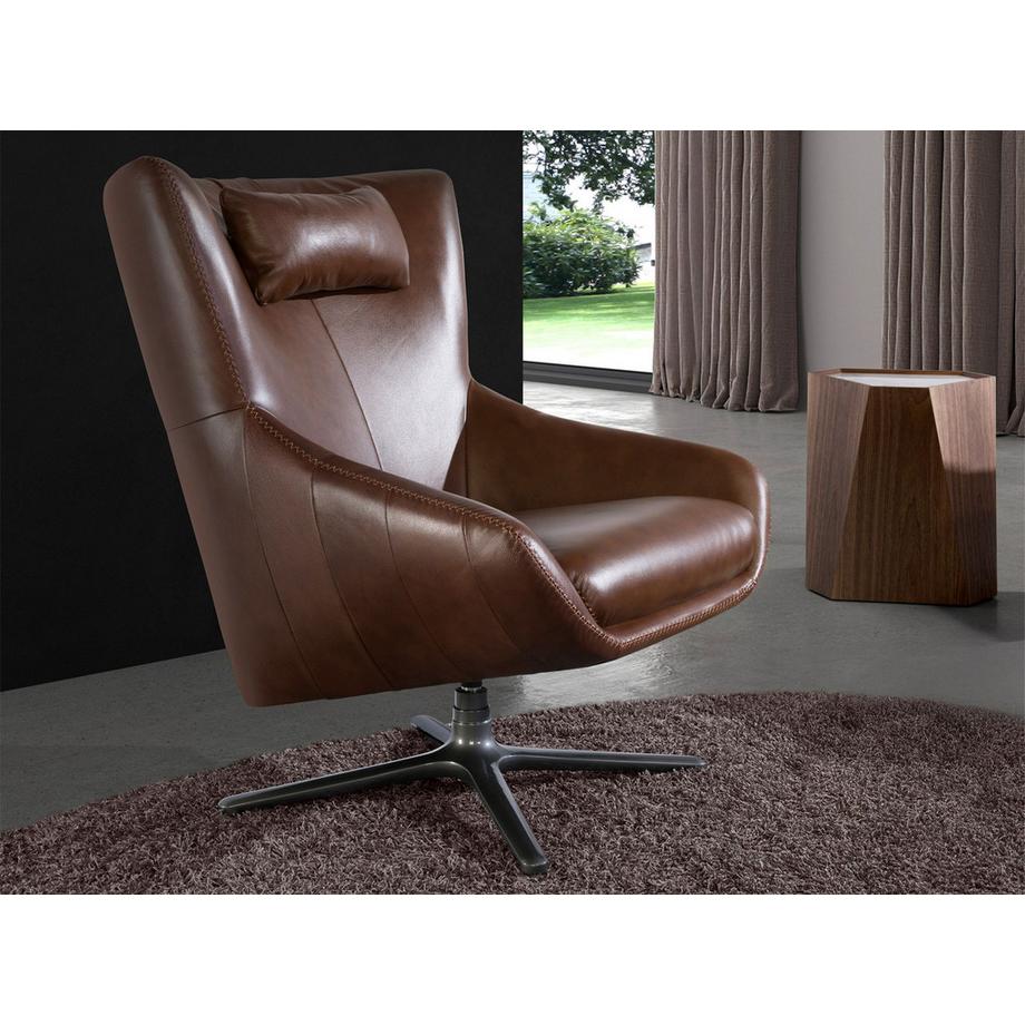 ANGEL CERDA Poltrona girevole in pelle marrone cognac  