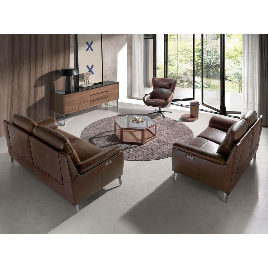 ANGEL CERDA Poltrona girevole in pelle marrone cognac  