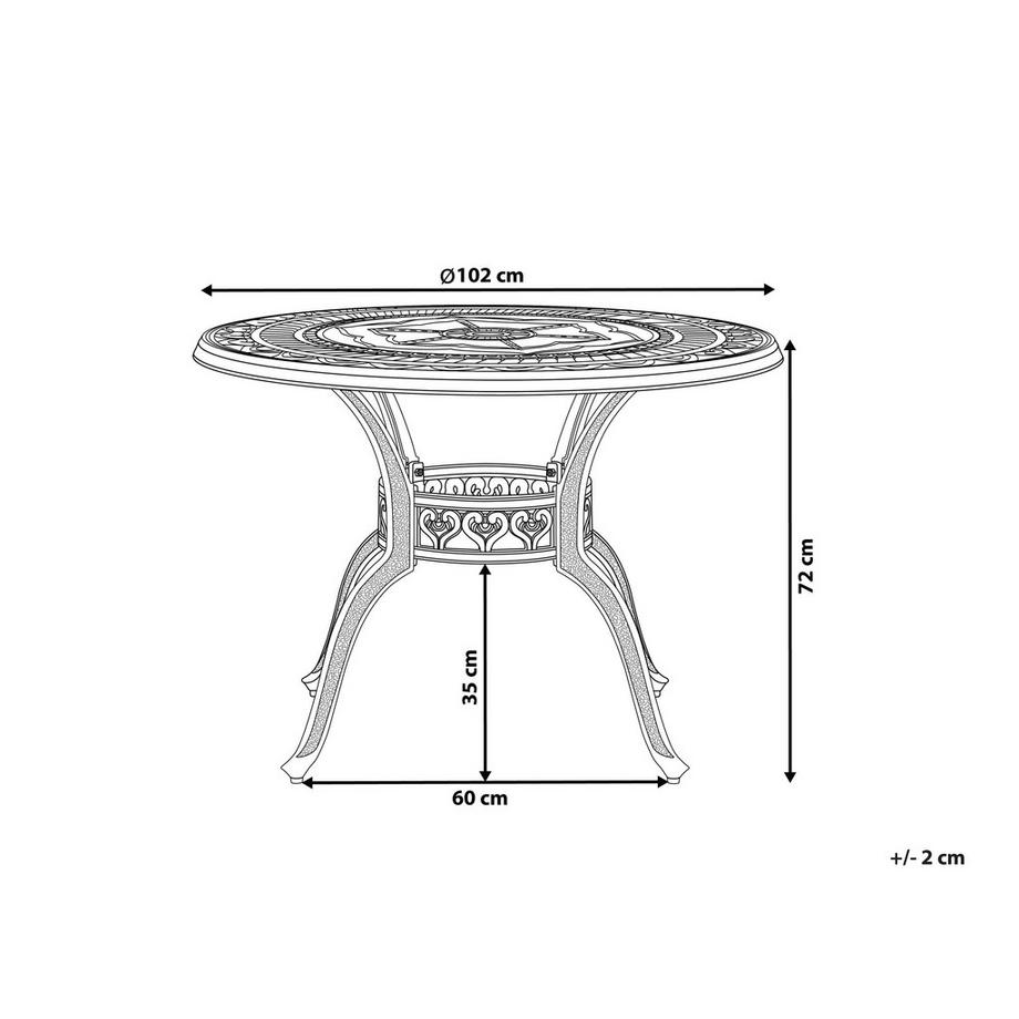 Beliani Tavolo da pranzo da giardino en Alluminio Retrò SALENTO  