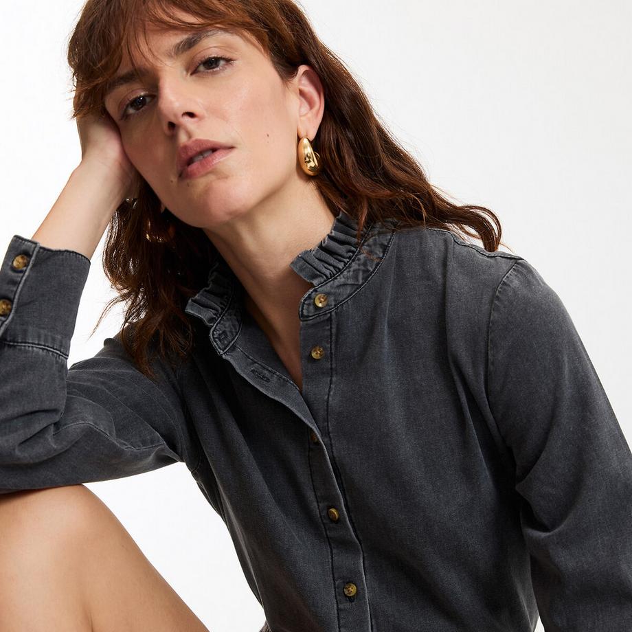 La Redoute Collections Langärmelige Bluse mit gerüschtem Stehkragen  