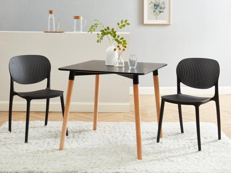 Vente-unique Table à manger 2 personnes en MDF et hêtre - Noir - CARISELA  