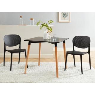 Vente-unique Table à manger 2 personnes en MDF et hêtre - Noir - CARISELA  