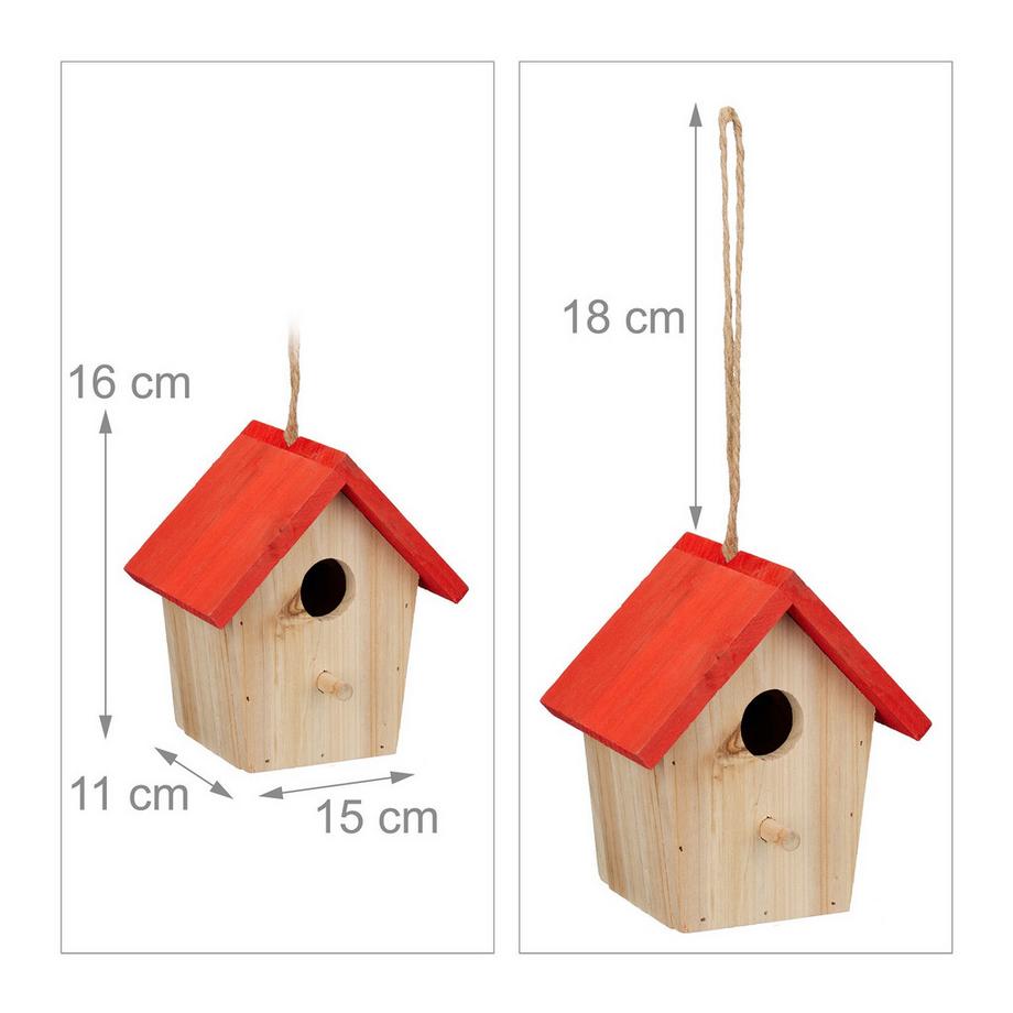 B2X  Casetta per uccelli Deco con tetto rosso 