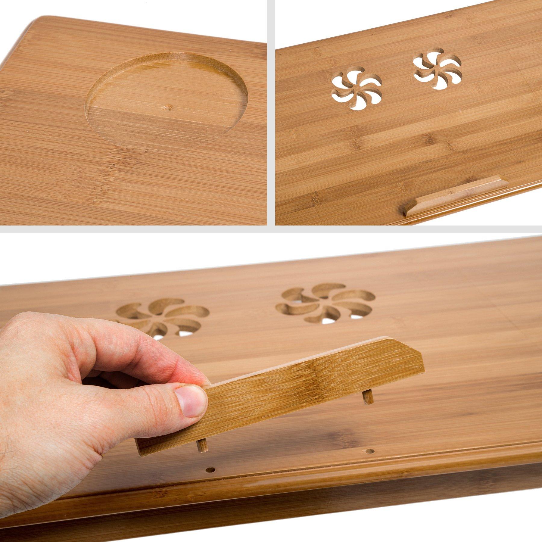 Tectake Laptoptisch aus Holz, höhenverstellbar, 72x35x26cm  