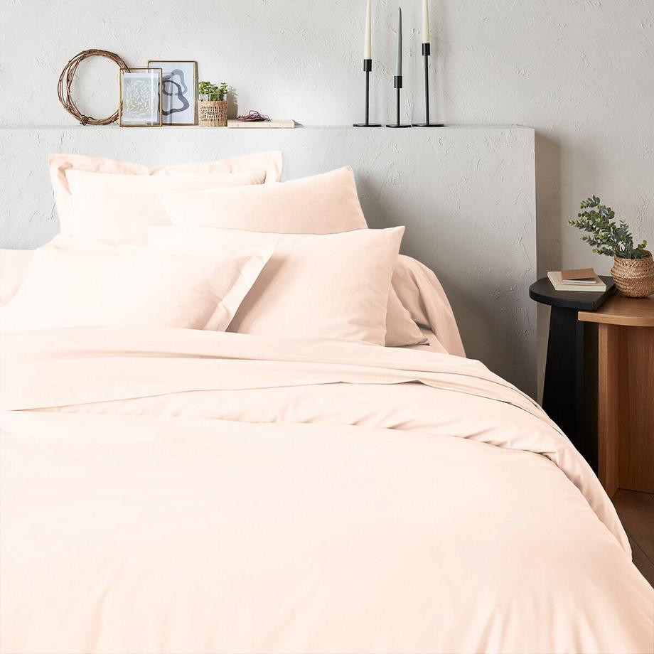 Housse de couette zippée unie en coton