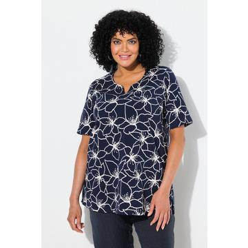T-Shirt, Blüten, A-Linie, Tunika-Ausschnitt, Halbarm