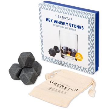 Whisky Steine Hexagon 4er Set mit Beutel