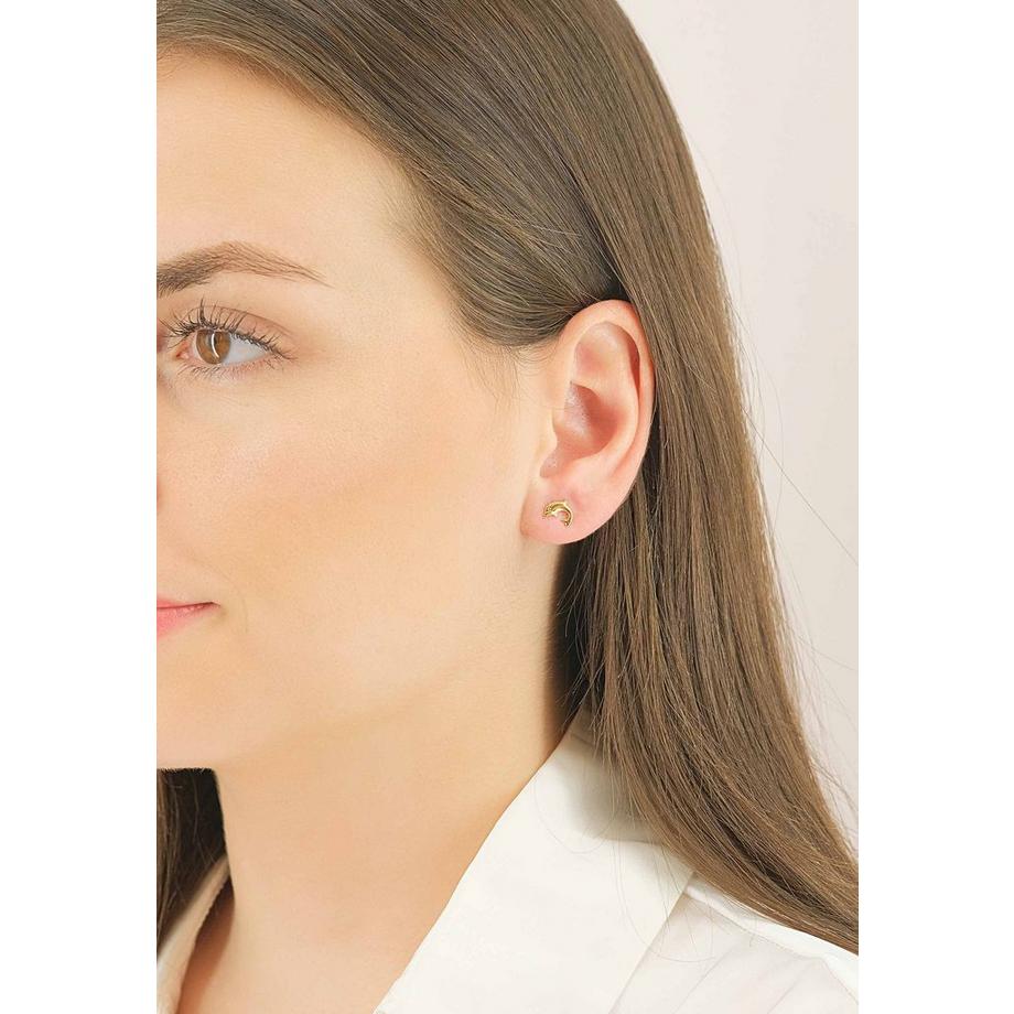 MUAU Schmuck  Clous d'oreilles or jaune 750, 8x9mm 