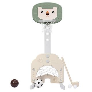 Northix  3-in-1 Basketballkorb-Set Kleinkind Basketballkorb mit einstellbarer Höhe Basketball Fußball Golf Set Grün + Weiß 