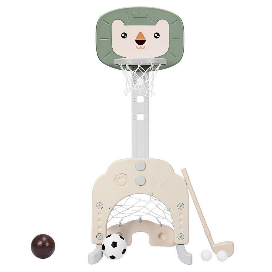 Northix  Ensemble de panier de basket-ball 3 en 1, cerceau de basket-ball pour tout-petits avec hauteur réglable, ensemble de basket-ball, de Football, de Golf, vert + blanc 