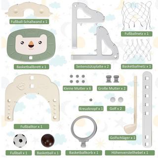 Northix  3-in-1 Basketballkorb-Set Kleinkind Basketballkorb mit einstellbarer Höhe Basketball Fußball Golf Set Grün + Weiß 