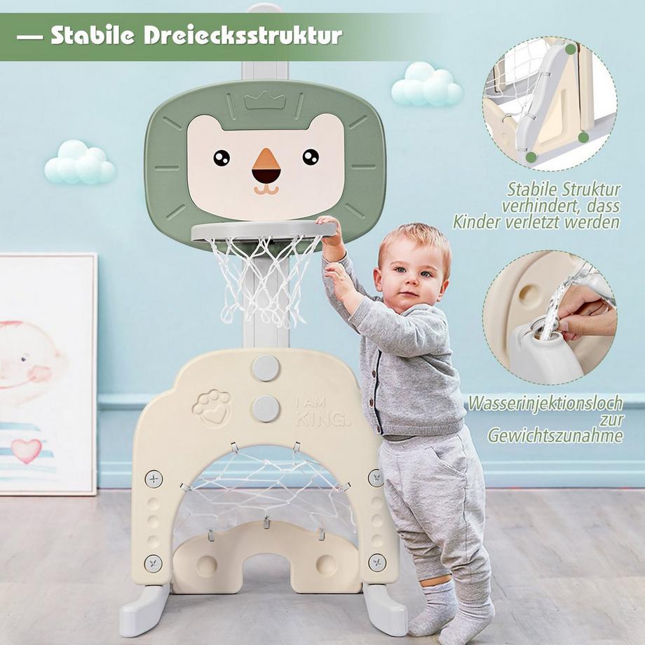 Northix  Ensemble de panier de basket-ball 3 en 1, cerceau de basket-ball pour tout-petits avec hauteur réglable, ensemble de basket-ball, de Football, de Golf, vert + blanc 