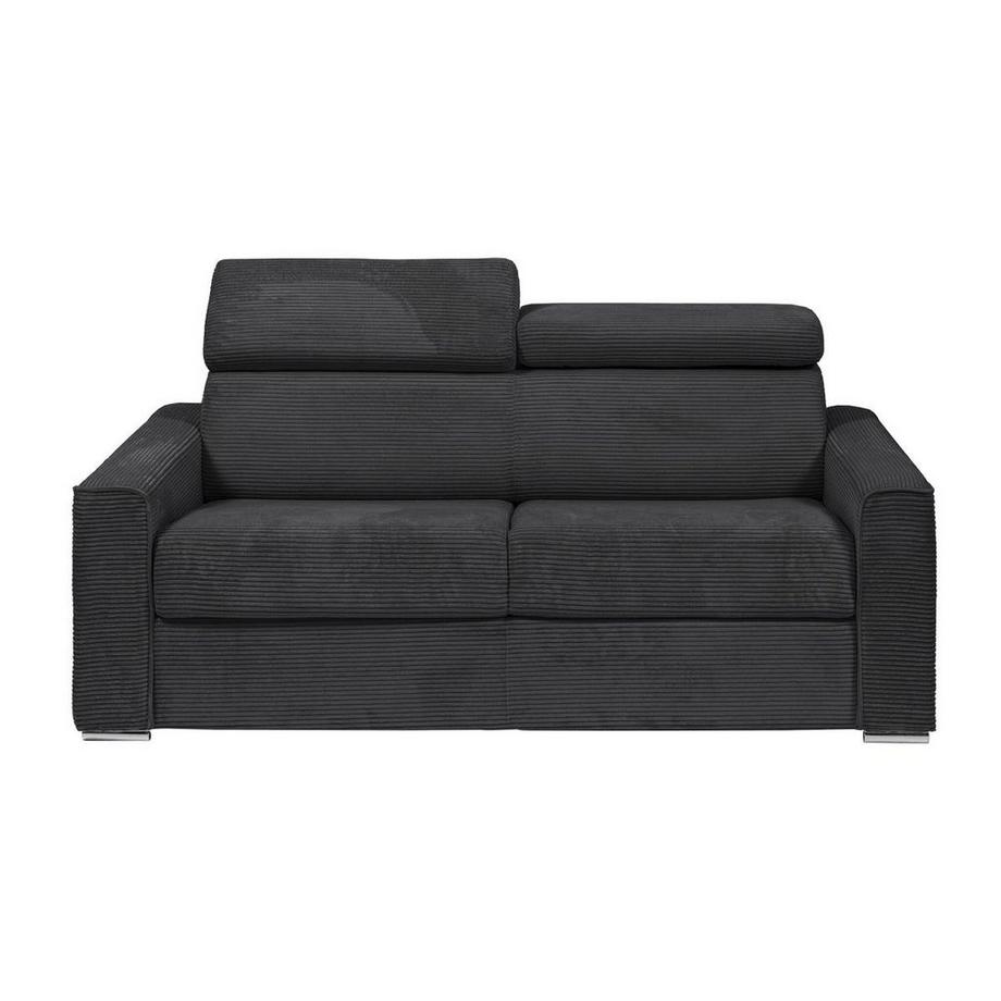 Vente-unique Schlafsofa mit Matratze 4-Sitzer - Liegefläche mit Lattenrost mit breiten Latten 160 cm - Matratze 14 cm - Cord - Grau - VIZIR  