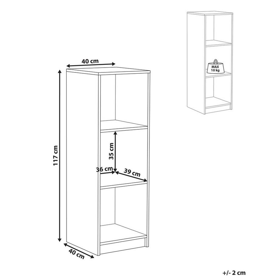 Beliani Bücherregal mit 3 Ebenen aus Faserplatte Minimalistisch ZEHNA  