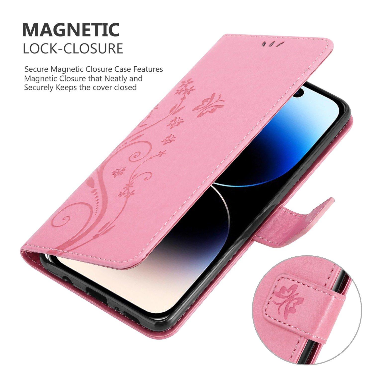 Cadorabo  Hülle für Apple iPhone 14 PRO MAX Blumen Design Magnetverschluss 