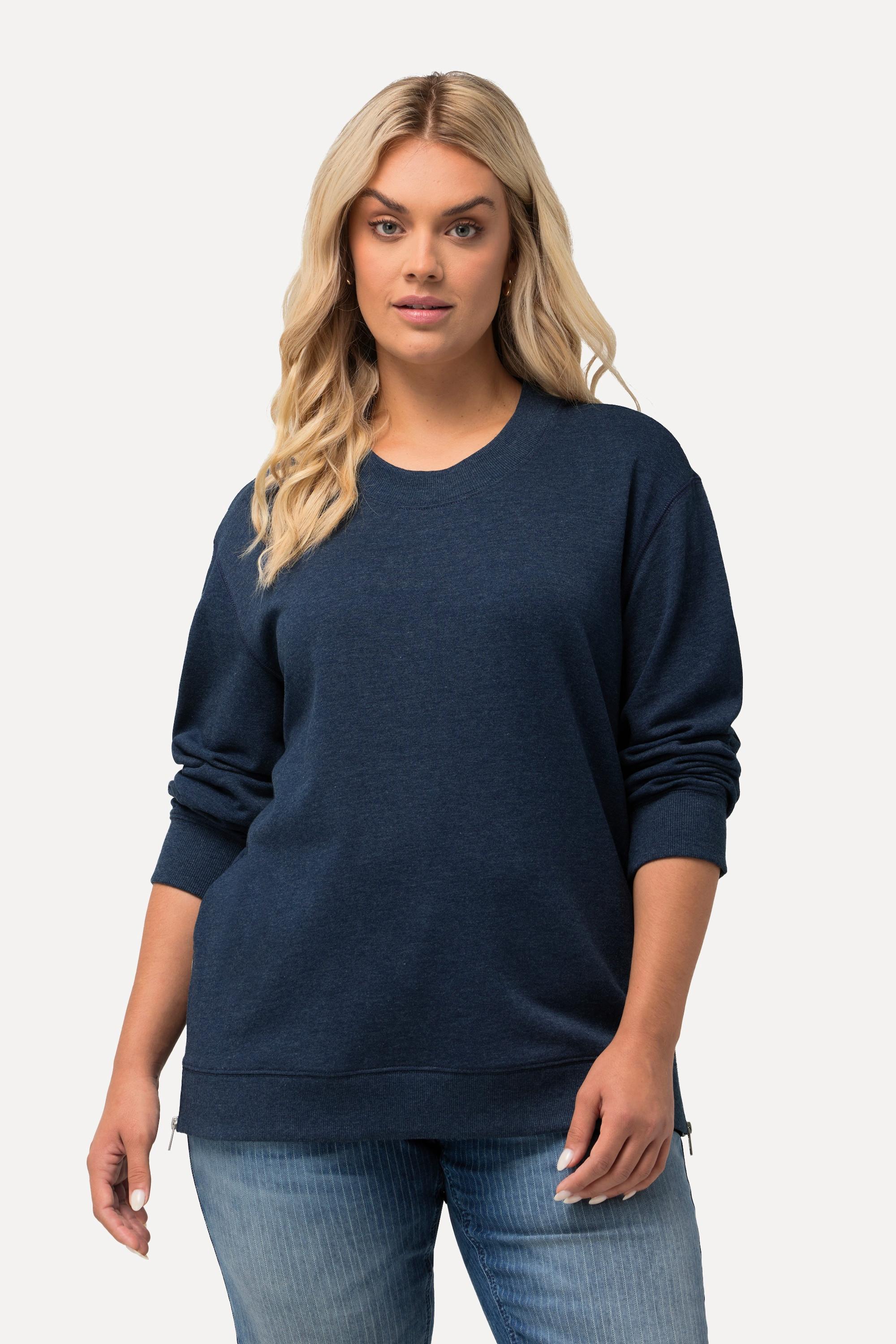 Ulla Popken  Sweatshirt, Zipper, Oversized, Rundhals, Langarm 