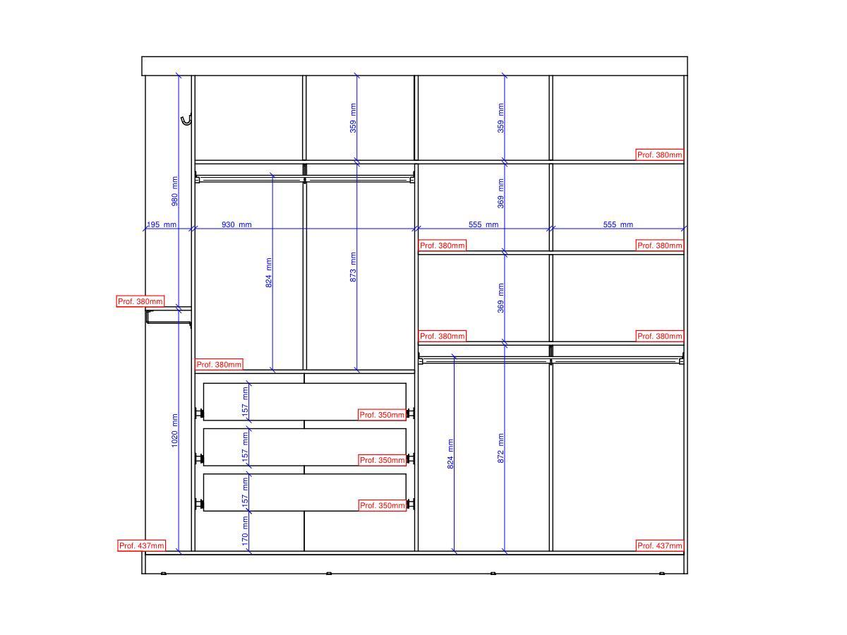 Vente-unique Armoire ADALRIK 2 portes coulissantes Avec miroir 1  
