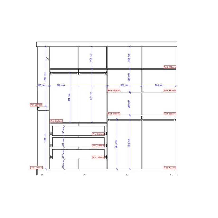 Vente-unique Armadio 2 ante scorrevoli con specchio 1 Bianco ADALRIK  
