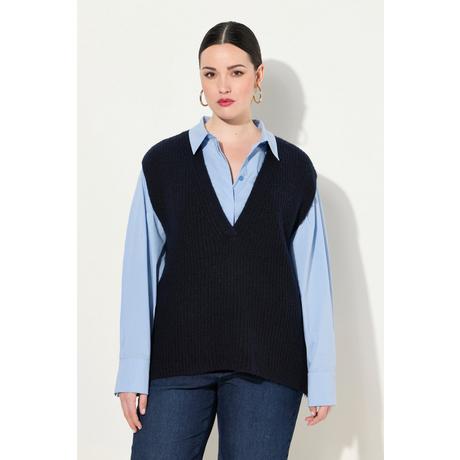 Ulla Popken  Gilet smanicato in maglia a costine con scollo a V 