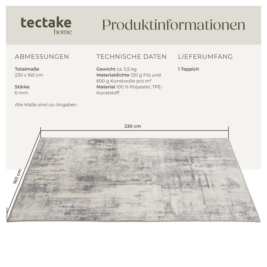 Tectake Vintage Designer Teppich Nadira verschiedene Größen abstraktes, verwaschenes Muster  