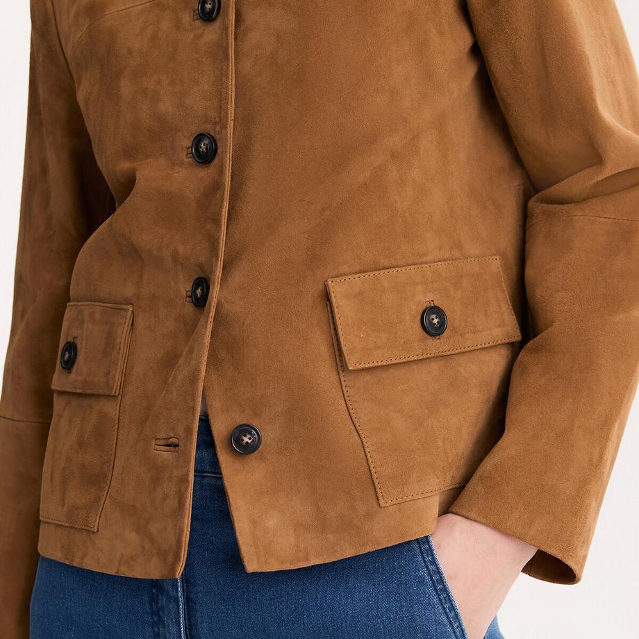 La Redoute Collections Blouson en cuir de chèvre avec fermeture à bouton-pression  