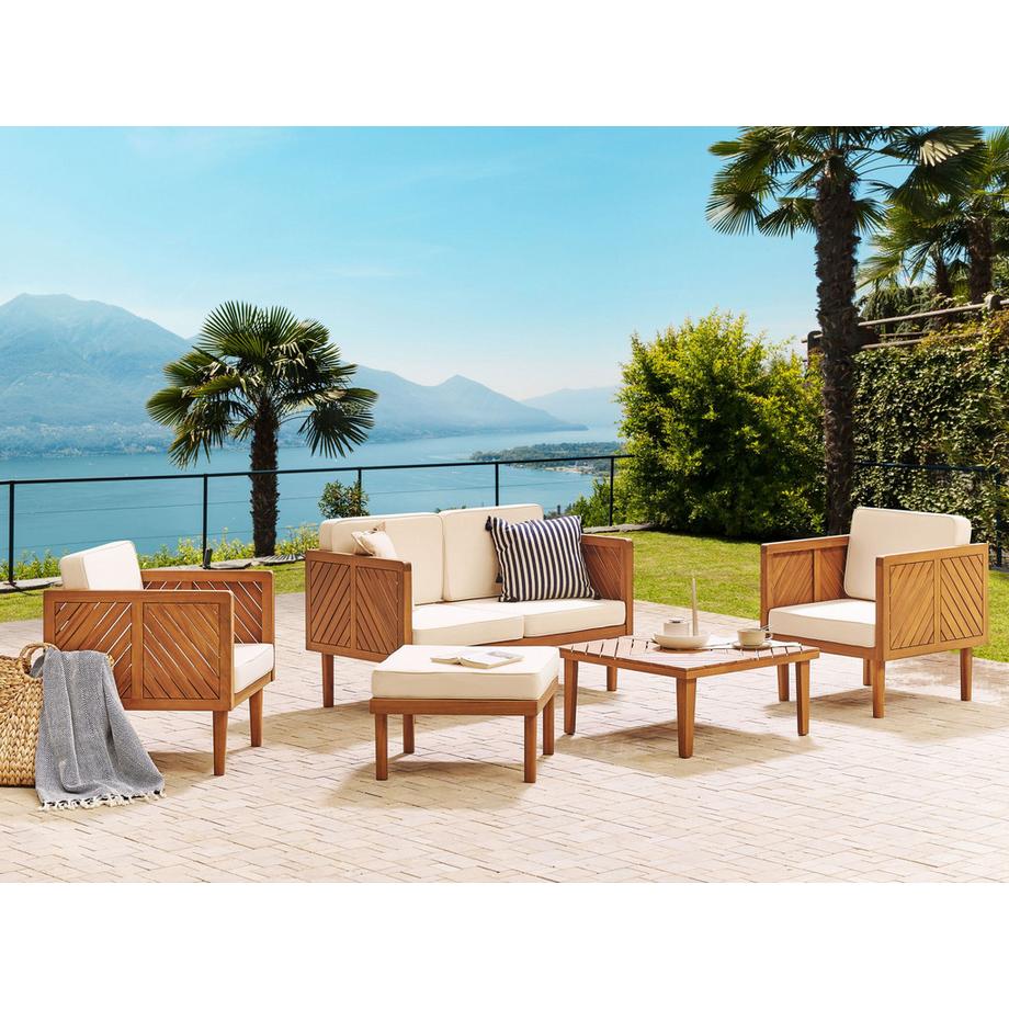 Beliani Divano a 2 posti con poltrone en Legno d'acacia Rustico BARATTI  