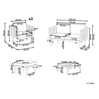 Beliani 2-Sitzer Sofa mit Sesseln aus Akazienholz Rustikal BARATTI  