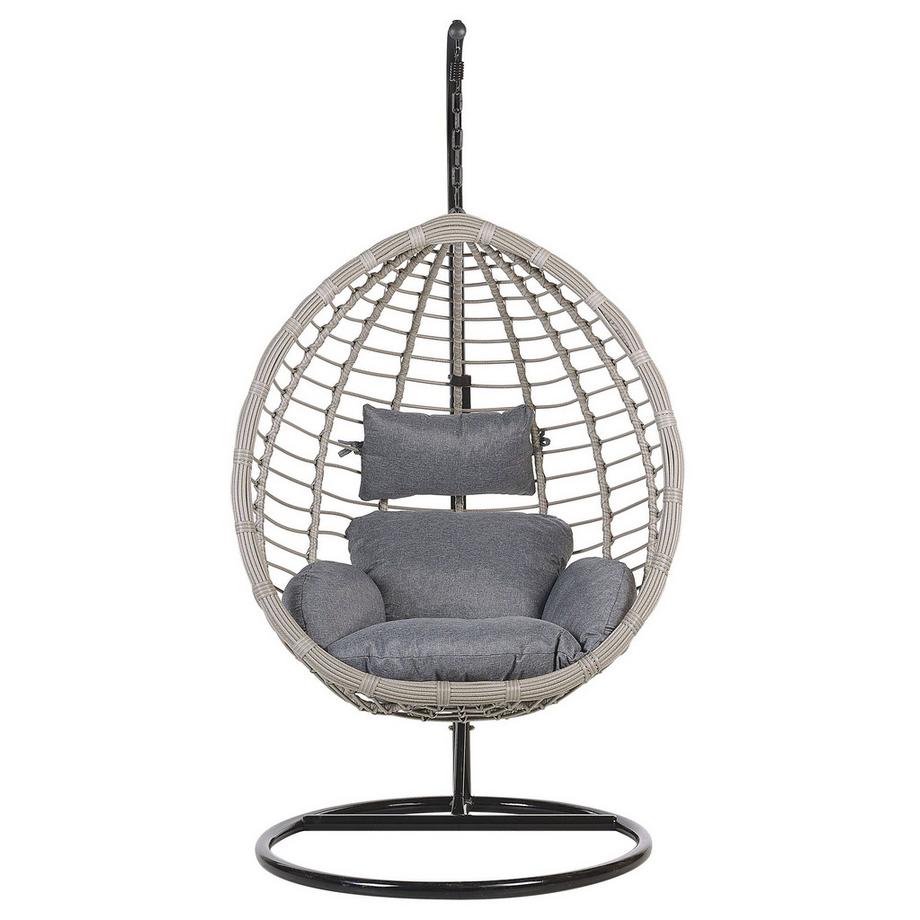 Beliani Poltrona sospesa con supporto da pavimento en Rattan sintetico Retrò TOLLO  