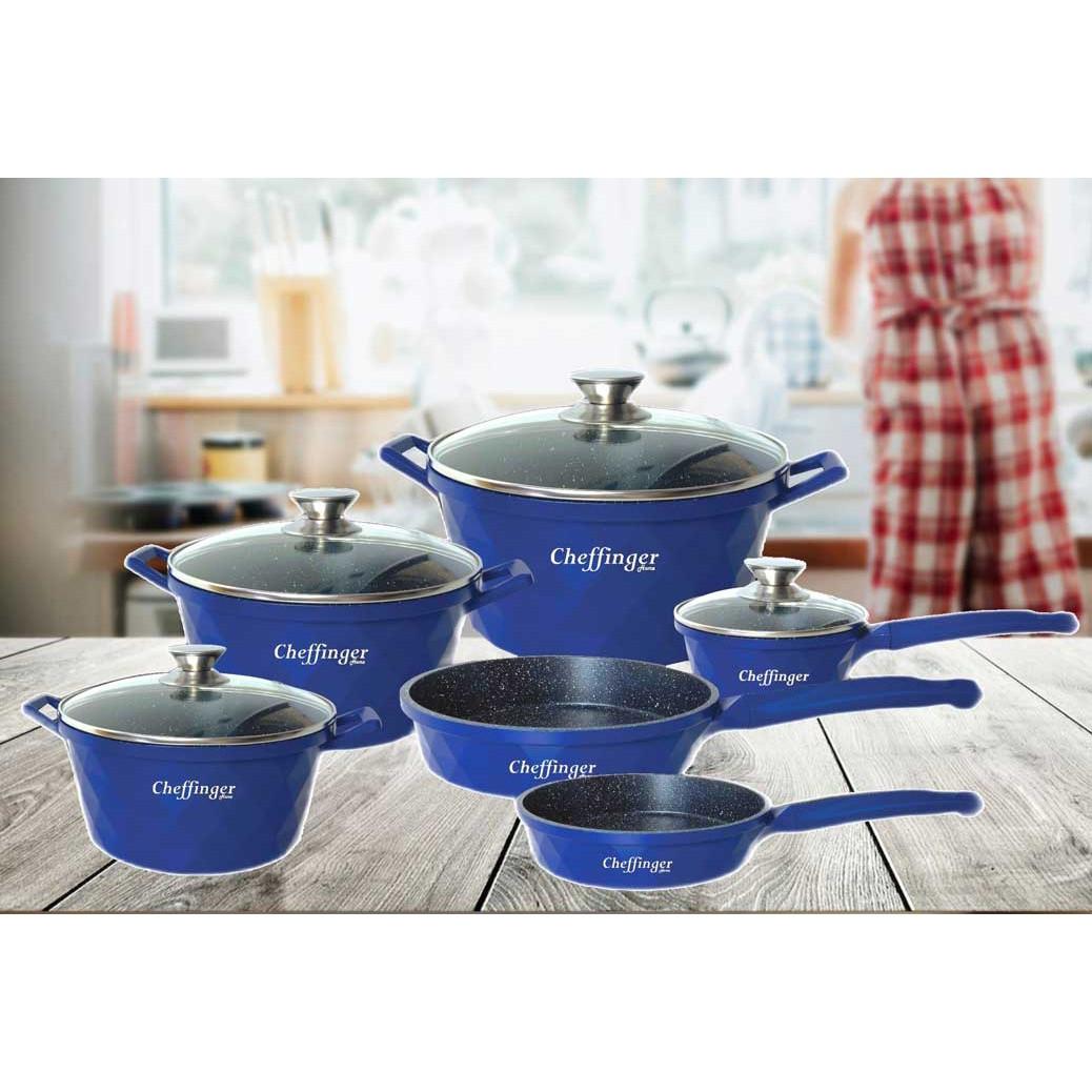 Cheffinger Set di casseruole da 10 pezzi - blu  