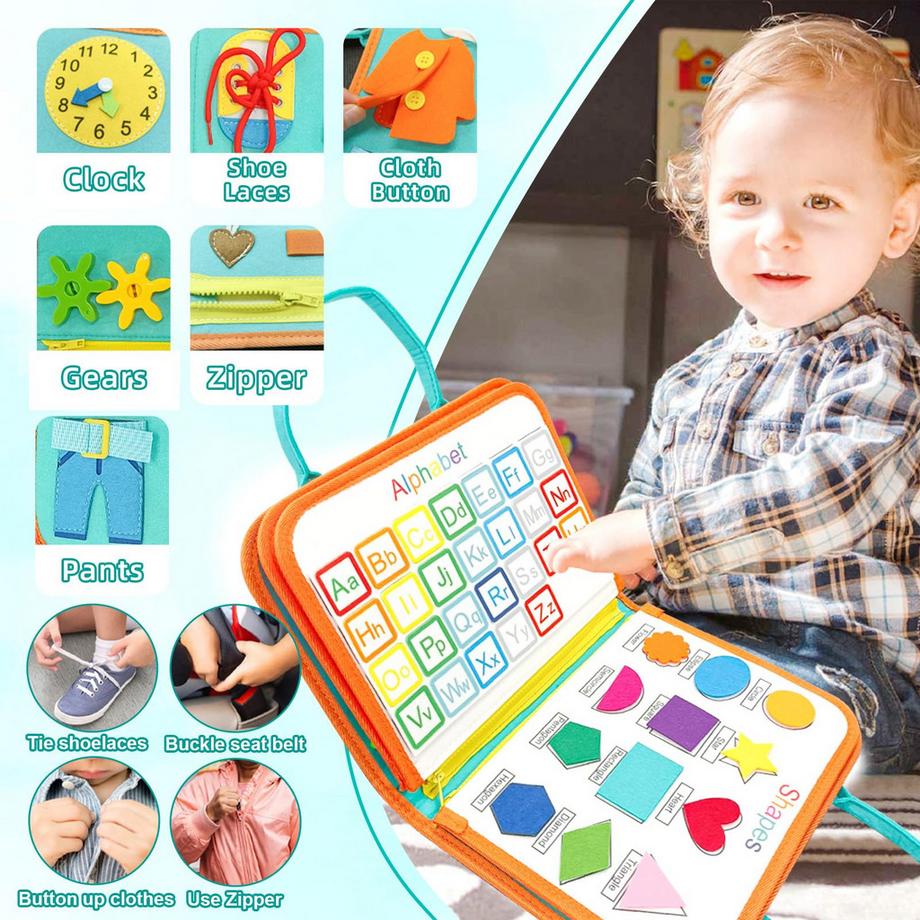 Activity-board  Busy Board Kleinkinder, Aktivität Board Motorik Spielzeug, Baby sensorische Lernspielzeug Motorik Board für Reisen Auto Flugzeug 