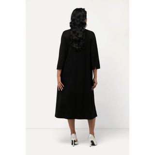 Ulla Popken  Robe midi point de Rome, manches 3/4, col calice et décolleté en V 