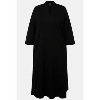 Ulla Popken  Robe midi point de Rome, manches 3/4, col calice et décolleté en V 