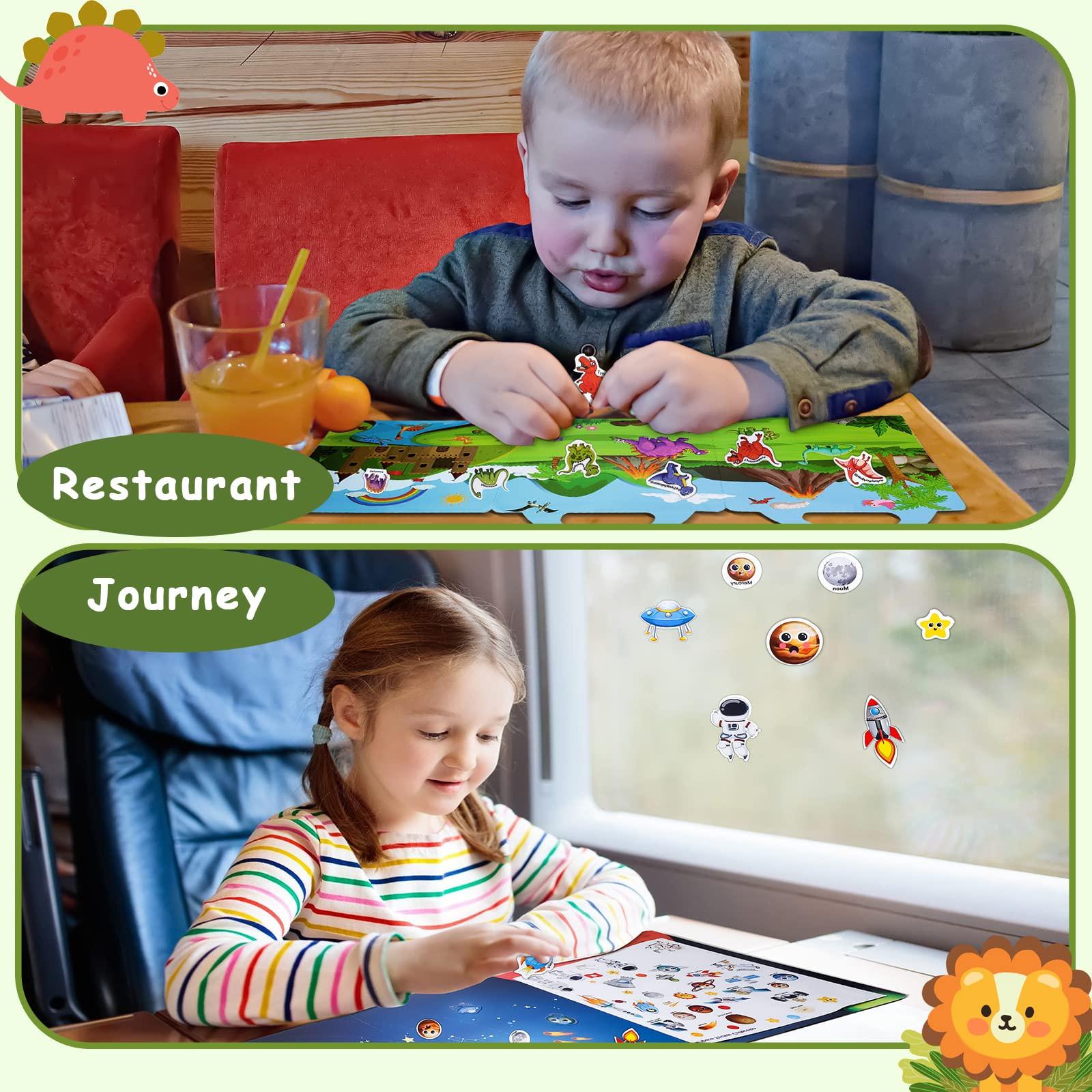 Activity-board  Livre d'autocollants réutilisables et imperméables pour enfants - lot de 3, autocollants 3D transparents pour enfants ， cadeaux d'apprentissage éducatifs 