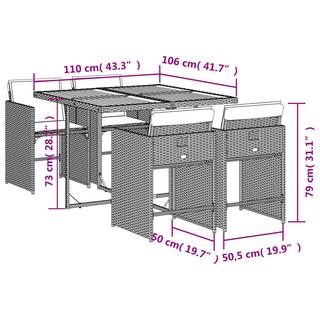 VidaXL Ensemble de salle à manger de jardin rotin synthétique  