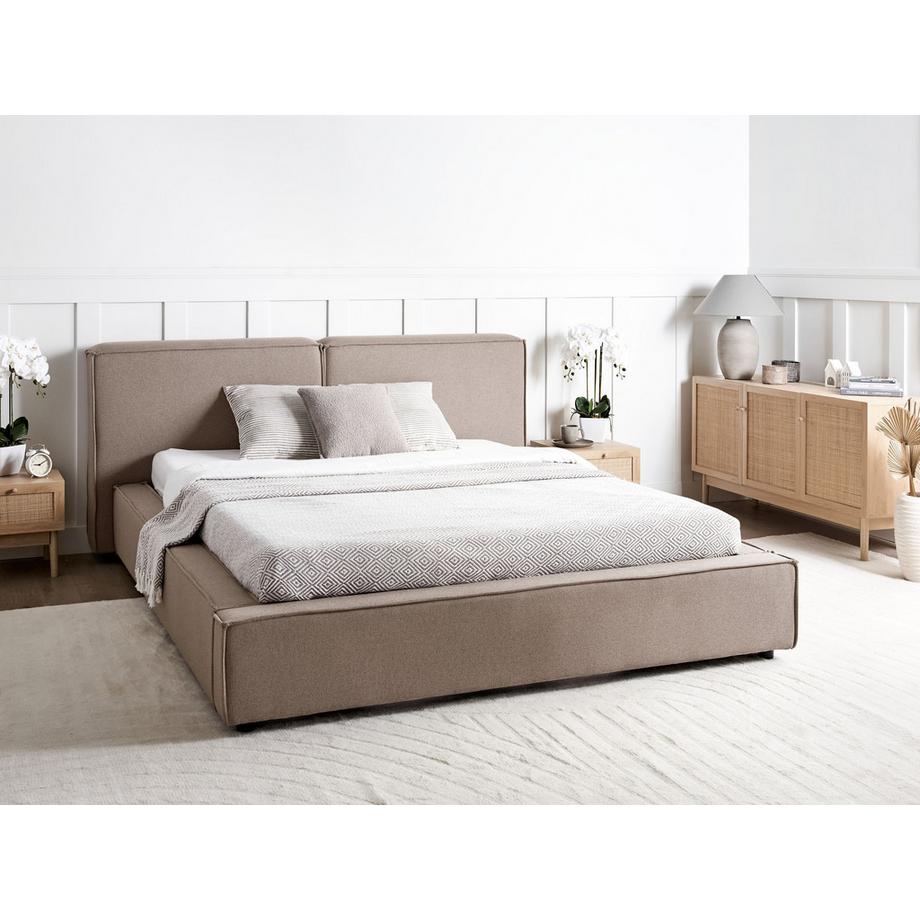 Beliani Lit avec sommier en Tissu Rétro LINARDS  