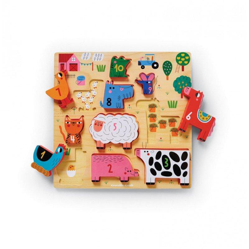 Image of Wood Puzzle, 123 Bauernhof Multicolor