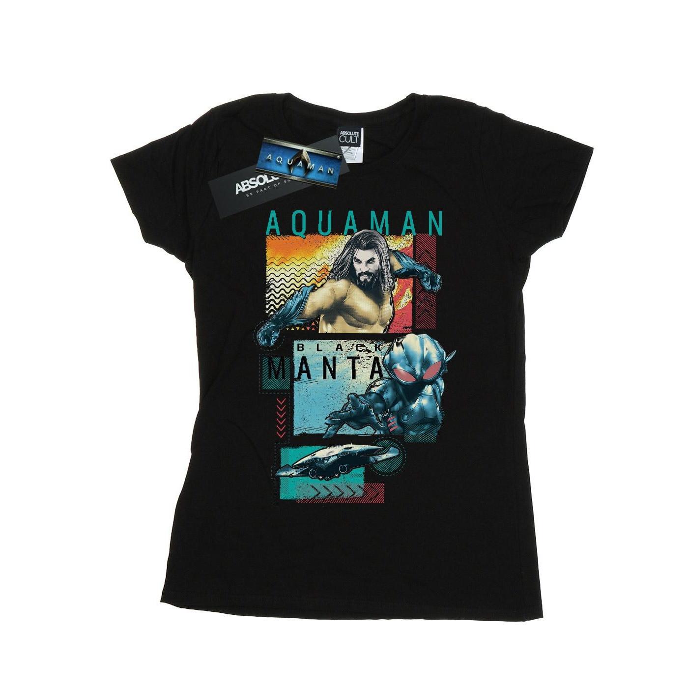 Image of Aquaman Character Tiles Tshirt Damen Schwarz XL