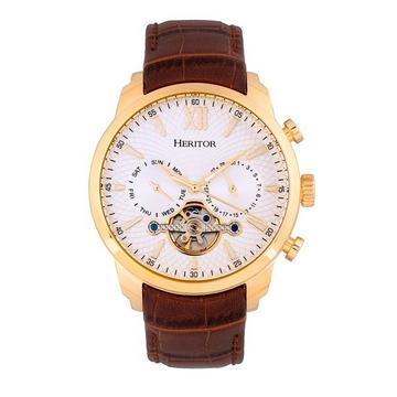 Heritor Montre Automatique Arthur Semi-Squelette avec Bracelet en Cuir avec Jour/Date