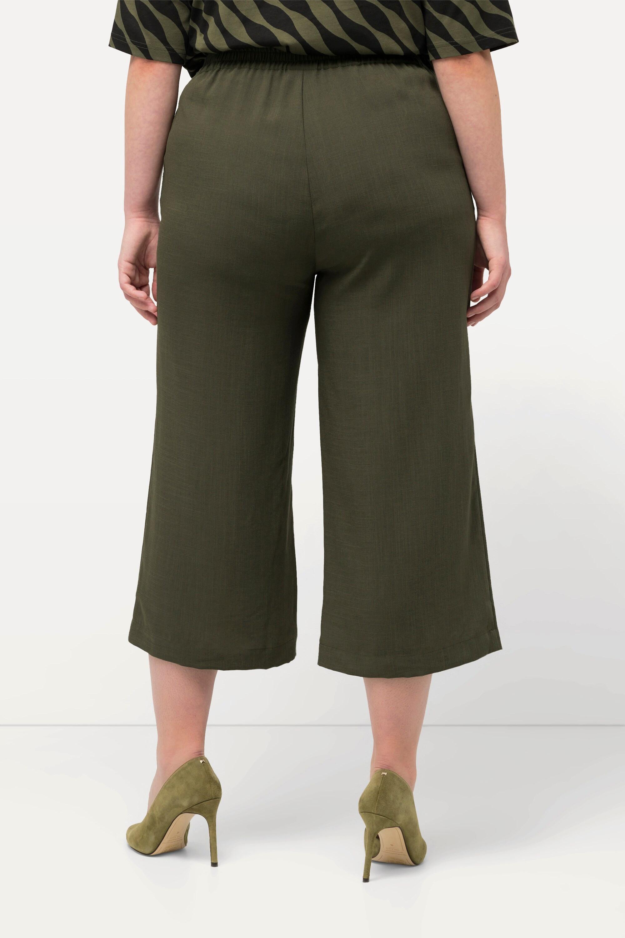 Ulla Popken  Culottes con taglio della gamba ampio e lungo fino al polpaccio e cintura elastica 